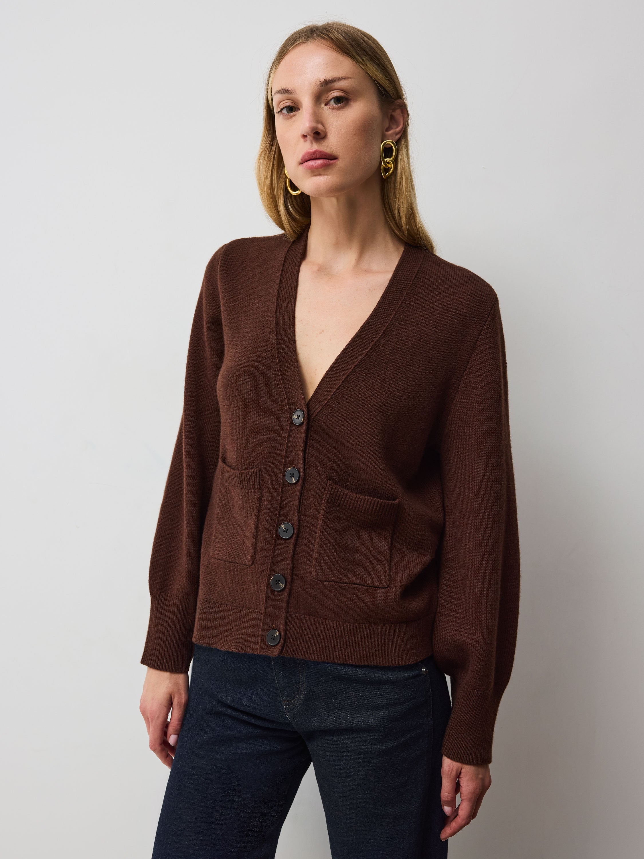 Women's Cardigan in Dark Brown – vivere-london
