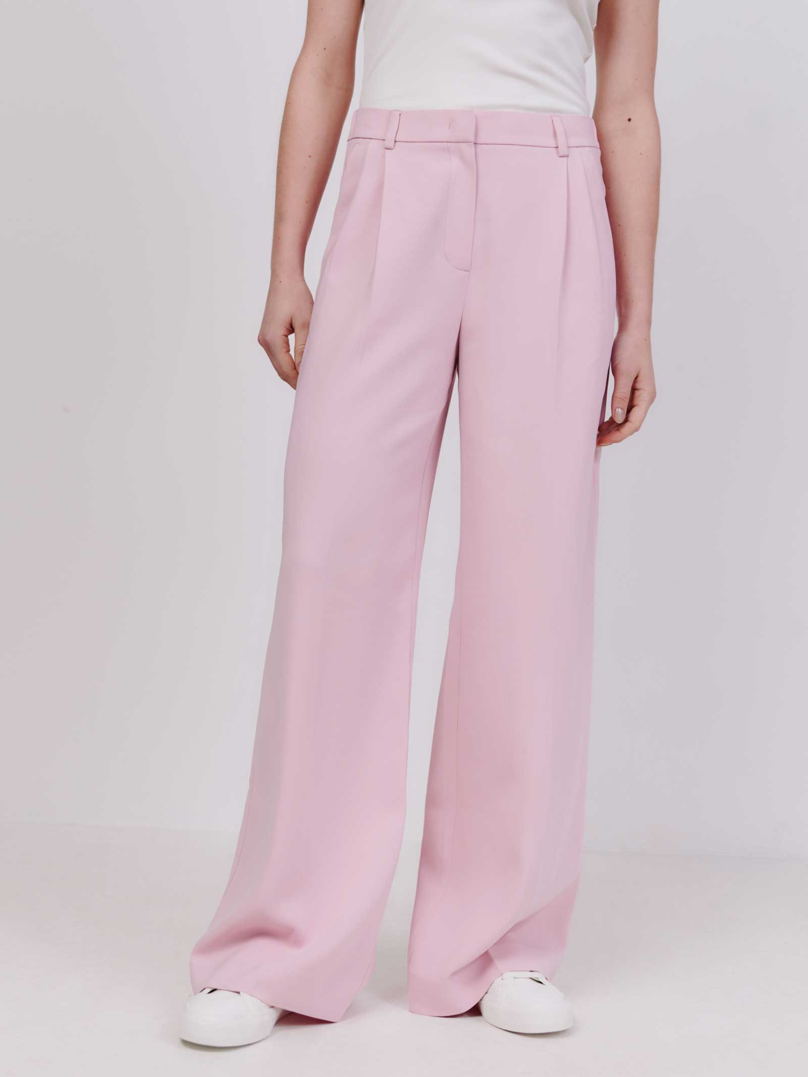 Blush Pink Soft Pink Pants Women's Tailored Wide Leg Trousers In