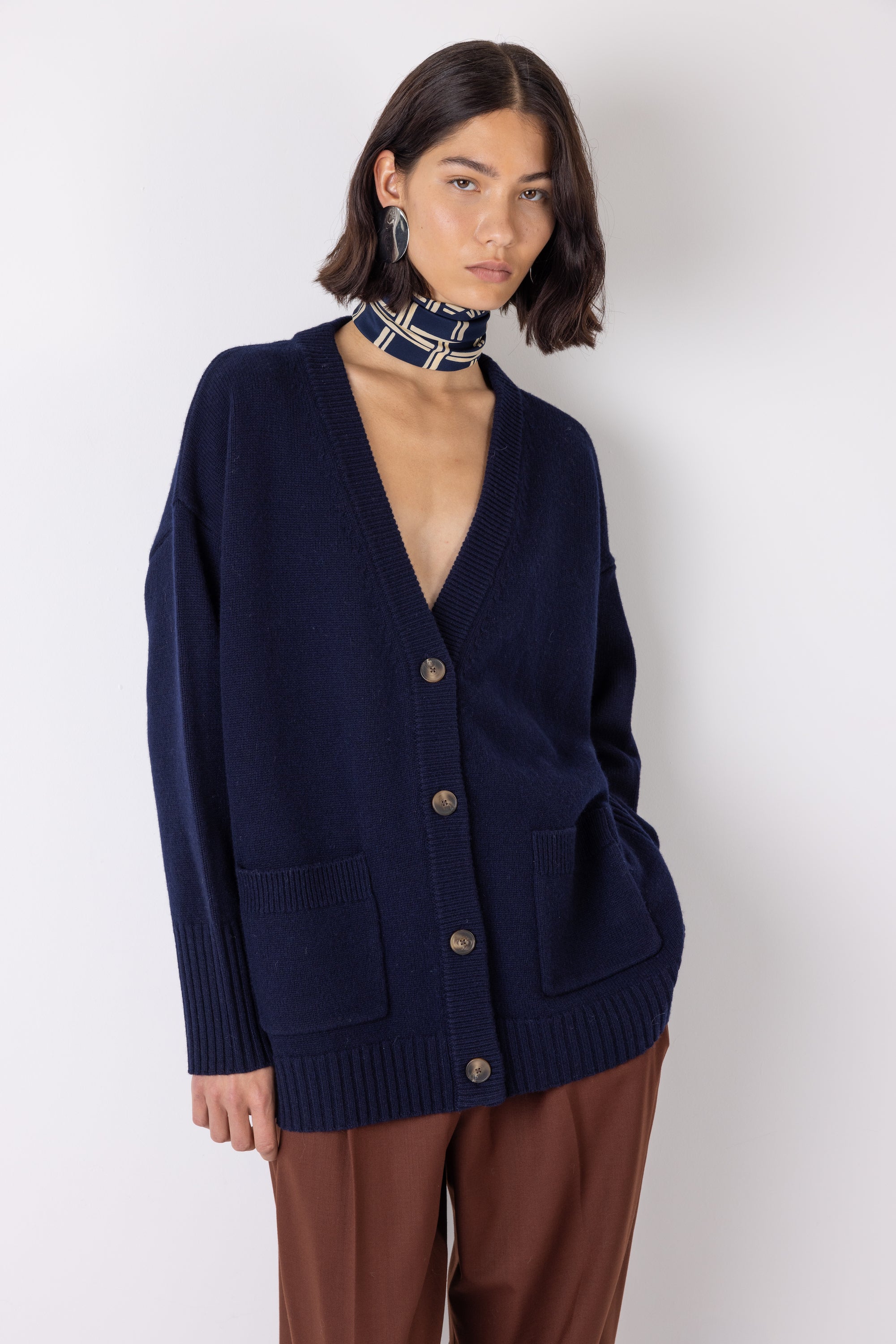 ttt_msw 25aw Layered knit cardigan(NAVY) KNIT | TTTMSW