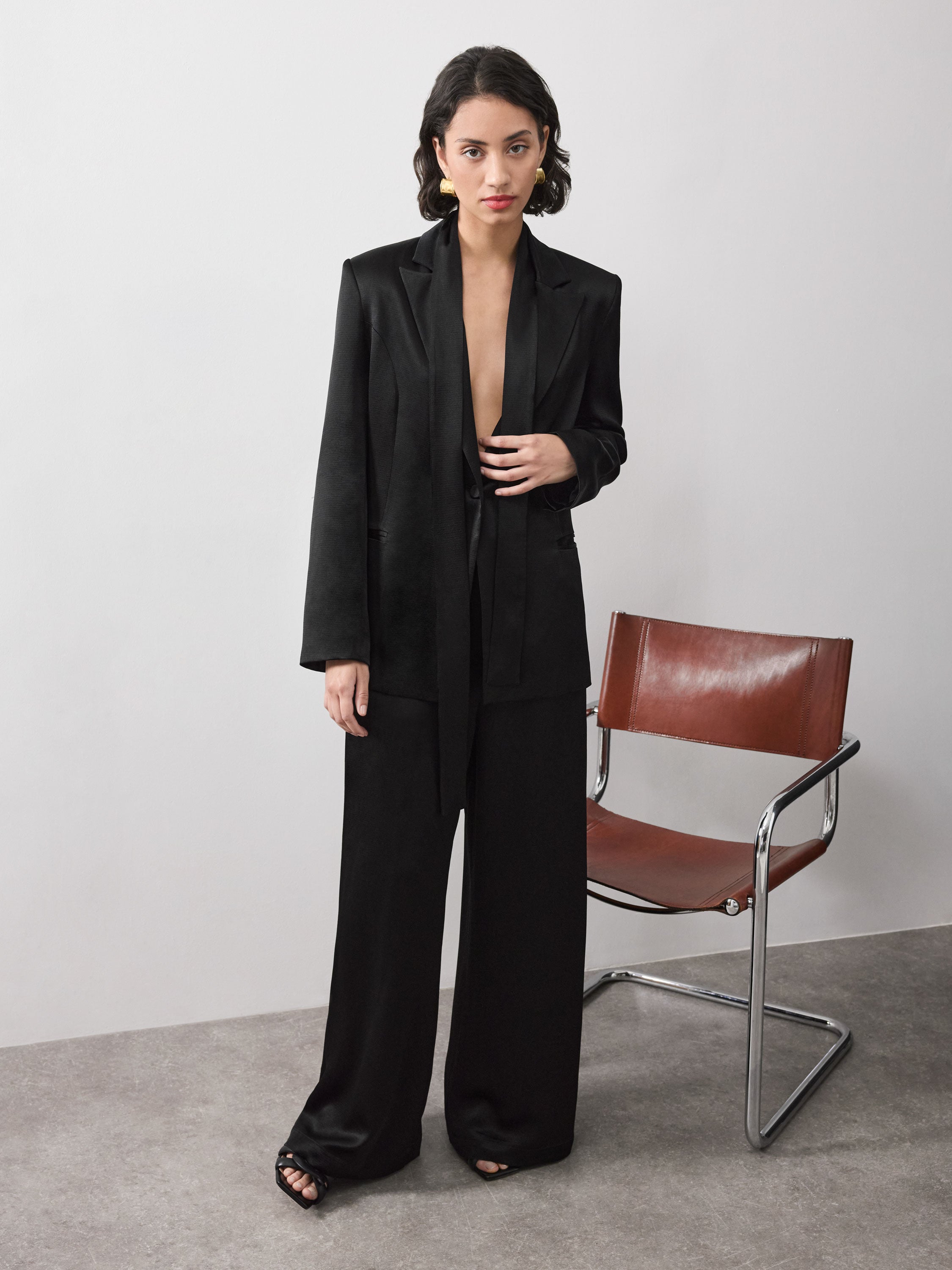 Satin Blazer Newlook Blazer Dress Women's Satin Blazer In Black